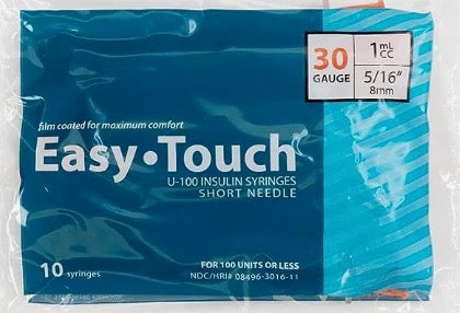 Insulin Syringe 30G 8mm (1 bag of 10 sealed syringes)